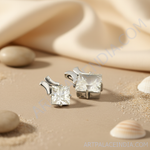 Load image into Gallery viewer, Silver Princess Cut Gemstone Earrings for Women | Daily Wear