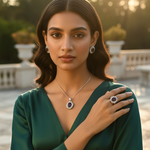 Load image into Gallery viewer, 925 Silver Garnet Earrings, Ring & Pendant Set | Gift for Her