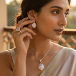 Load image into Gallery viewer, Silver Leaf Jewelry Set - Earrings, Pendant & Ring | Gift for Her