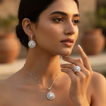 Load image into Gallery viewer, 925 Silver Cubic Zirconia Jewelry Set | Earrings Ring Pendant