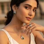 Load image into Gallery viewer, 925 Silver Emerald Ring & Earrings Set for Women | Jewelry Gift