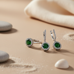 Load image into Gallery viewer, 925 Silver Emerald Ring & Earrings Set for Women | Gift Jewelry