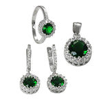 Load image into Gallery viewer, 925 Silver Emerald Ring & Earrings Set for Women | Gift Jewelry