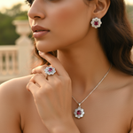 Load image into Gallery viewer, 925 Silver Ruby Flower Jewelry Set | Women's Gift