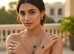 Load image into Gallery viewer, 925 Silver Green Gemstone Jewelry Set | Earrings, Ring & Pendant