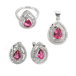 Load image into Gallery viewer, Silver Ruby Ring, Earrings & Pendant Set | Women's Jewelry Gift