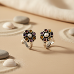 Load image into Gallery viewer, 925 Silver Gemstone Toe Rings | Colorful Stone Flower Design
