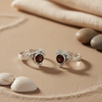 Load image into Gallery viewer, 925 Silver Garnet Toe Rings for Women | Adjustable Ring
