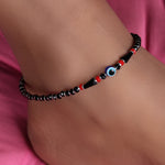 Load image into Gallery viewer, Black Beaded Evil Eye Anklet | Protection Jewelry | For Women