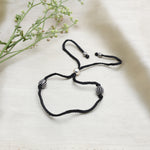 将图像加载到图库查看器中, Black Cord Adjustable Bracelet with Oxidized Silver Beads