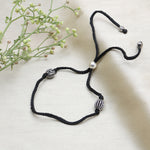将图像加载到图库查看器中, Black Cord Adjustable Bracelet with Oxidized Silver Beads