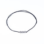 将图像加载到图库查看器中, Black Cord Anklet with Three Floral Sterling Silver Charms