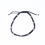 Load image into Gallery viewer, Black Macrame Bracelet with Silver Beads | Adjustable Closure