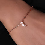 将图像加载到图库查看器中, Rose gold plating Moon Anklet with Cubic Zirconia | Women's Jewelry Gift