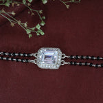 Load image into Gallery viewer, Silver Black Bead Bracelet with Emerald Cut Stone | Gift for Her