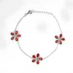 Load image into Gallery viewer, 925 Silver Flower Bracelet with Garnet Stones | Women's Jewelry