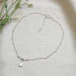 Load image into Gallery viewer, 925 Sterling Silver Anklet with Cubic Zirconia Clover Charm