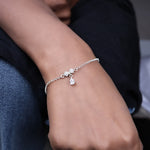 Load image into Gallery viewer, 925 Sterling Silver Anklet with Cubic Zirconia Clover Charm