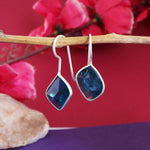 将图像加载到图库查看器中, 925 Silver Blue Gemstone Drop Earrings for Women | Gift| High Polish