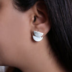 将图像加载到图库查看器中, Silver Geometric Drop Earrings for Women | Modern Jewelry