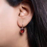 Load image into Gallery viewer, Pendientes de granate en plata 925 para mujer | Pendientes colgantes con piedra roja