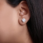 Load image into Gallery viewer, Pendientes cuadrados de plata 925 con circonitas cúbicas | Regalo para mujer