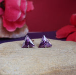 将图像加载到图库查看器中, Silver Trillion Cut Amethyst Stud Earrings for Women