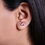 将图像加载到图库查看器中, Silver Trillion Cut Amethyst Stud Earrings for Women