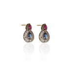 Load image into Gallery viewer, gold plating Ruby & Sapphire Earrings | Teardrop Design | For Women