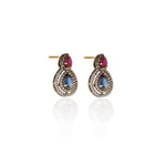 将图像加载到图库查看器中, gold plating Ruby & Sapphire Earrings | Teardrop Design | For Women