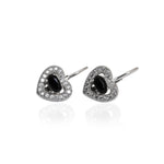将图像加载到图库查看器中, 925 Silver Heart Stud Earrings with Black Gemstones | Women's Jewelry