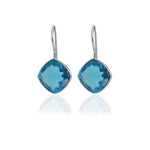 Load image into Gallery viewer, Silver Blue Topaz Cushion Cut Drop Earrings for Women