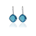 将图像加载到图库查看器中, Silver Blue Topaz Cushion Cut Drop Earrings for Women