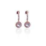 Load image into Gallery viewer, Rose gold plating Halo Drop Earrings with Cubic Zirconia | For Women