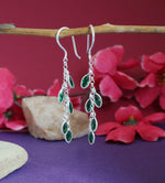 将图像加载到图库查看器中, 925 Silver Green Leaf Drop Earrings | For Women | Gift