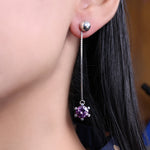 将图像加载到图库查看器中, 925 Silver Amethyst Drop Earrings | Purple Gemstone Jewelry