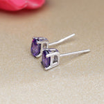 Load image into Gallery viewer, Silver Amethyst Stud Earrings for Women | Gemstone Jewelry