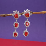 Load image into Gallery viewer, 925 Silver Red Gemstone Dangle Earrings | For Women | Gift