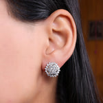 将图像加载到图库查看器中, Silver Diamond Stud Earrings | Floral Design for Women