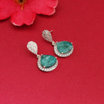 Load image into Gallery viewer, 925 Silver Teardrop Emerald Earrings | Dangle Earrings for Women