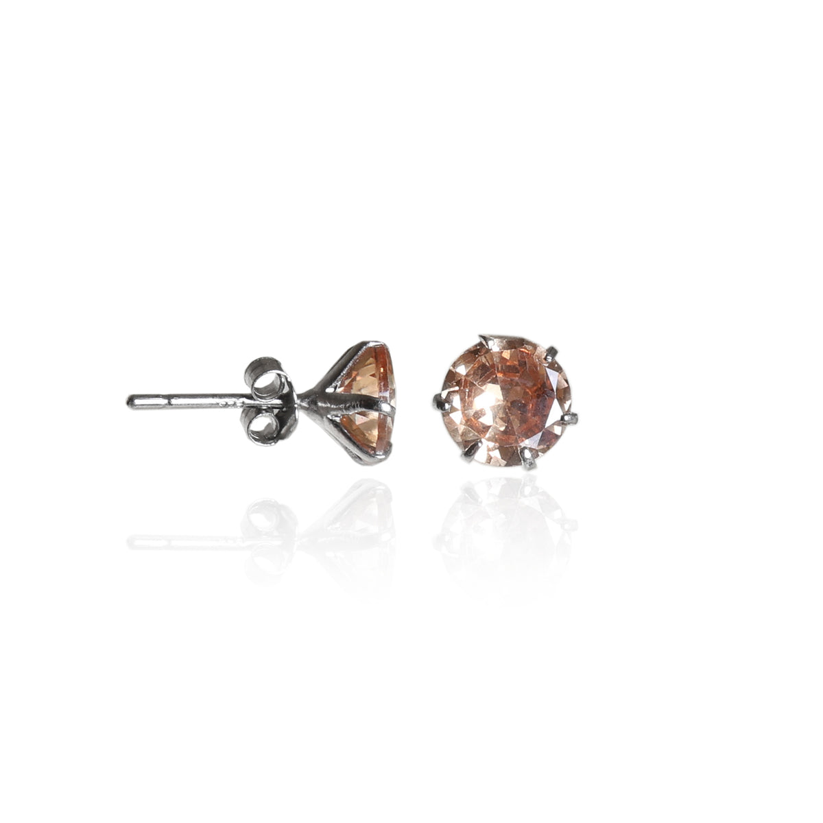 Silver champagne zirconia stud earrings | women's jewelry gift