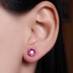 将图像加载到图库查看器中, Ruby Stud Earrings in Silver | Gemstone Jewelry for Women