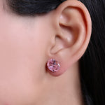 将图像加载到图库查看器中, Pink Gemstone Stud Earrings | Silver | For Women | Gift
