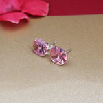 将图像加载到图库查看器中, Pink Gemstone Stud Earrings | Silver | For Women | Gift