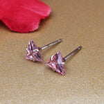 将图像加载到图库查看器中, Silver Pink Trillion Stud Earrings for Women | Gift Jewelry