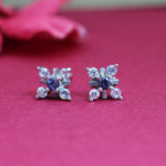 将图像加载到图库查看器中, 925 Silver Flower Stud Earrings with Purple Gemstone | Gift