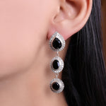 Load image into Gallery viewer, 925 Silver Black Gemstone Dangle Earrings | For Women | Gift