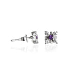 将图像加载到图库查看器中, 925 Silver Stud Earrings with Purple Gemstones | For Women