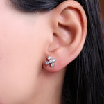 将图像加载到图库查看器中, Silver Cubic Zirconia Stud Earrings | Flower Design | For Women