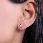 Load image into Gallery viewer, 925 Silver Pink Sapphire Stud Earrings for Women | Gift Jewelry